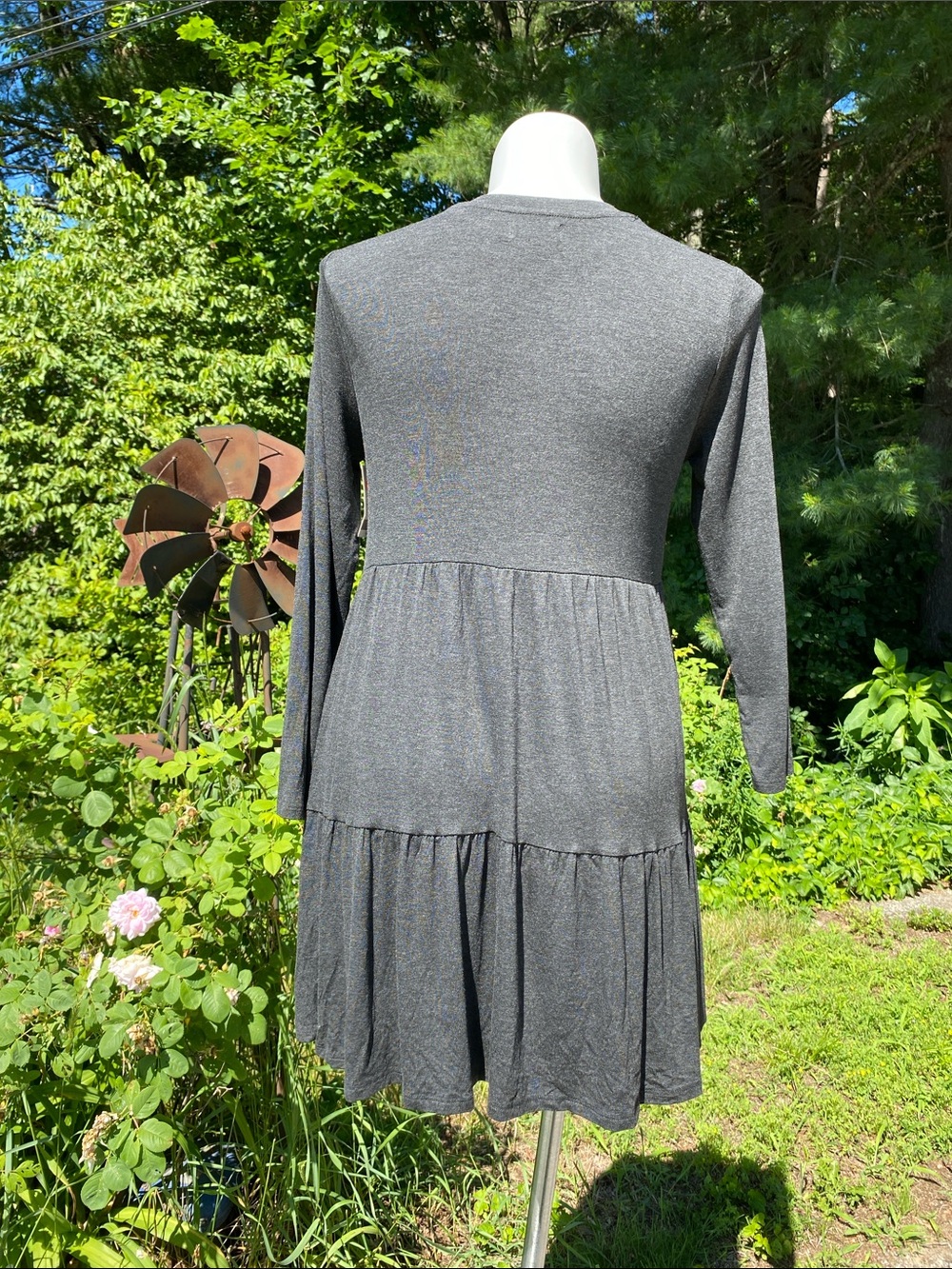 Mud Pie Minnie tiered gray boho swing dress size S NWT - Picture 7 of 8